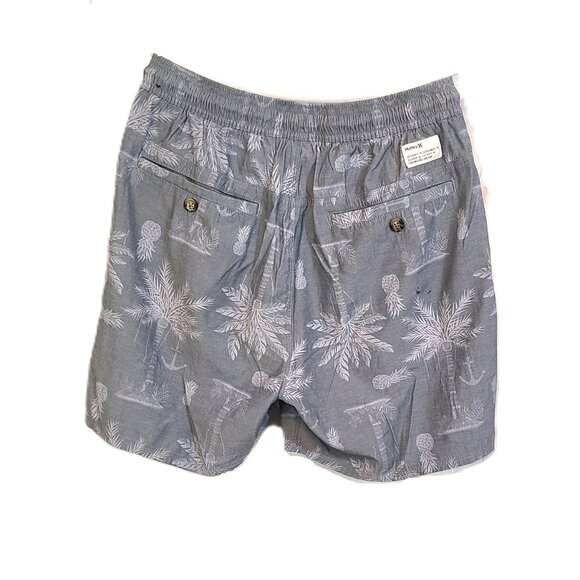 Hurley Medium Asylum Volley 17 Shorts Gray Pineapple Palm Tree Casual Wear - Picture 14 of 14